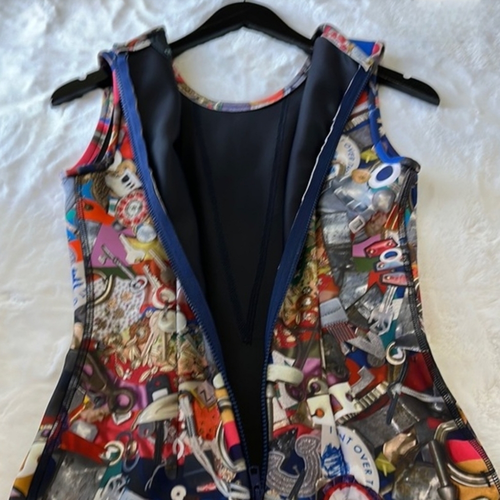 Cynthia Rowley Graphic Collage Sheath Dress with Blue Accents - Picture 7 of 9